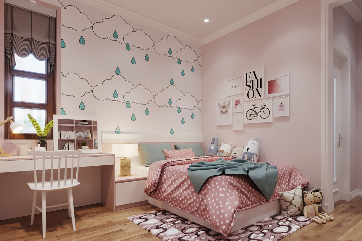 Trang trí phòng ngủ cho trẻ với họa tiết ấn tượng
